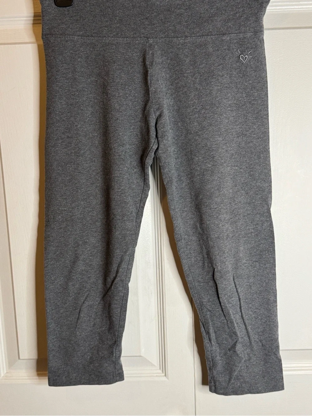 Justice Charcoal Gray Capri Leggings with Heart Accent